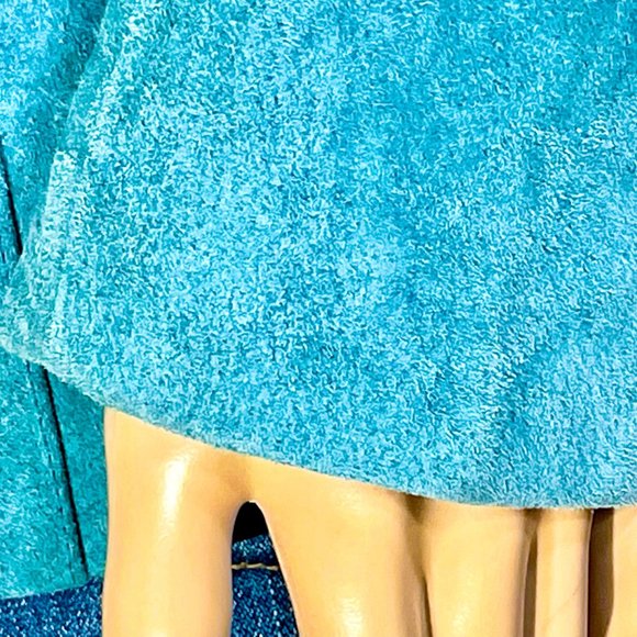 ⭐️HP⭐️RED VALENTINO▪️Light Aqua Blue Seamed Retro Suede Leather Jacket - Picture 5 of 9